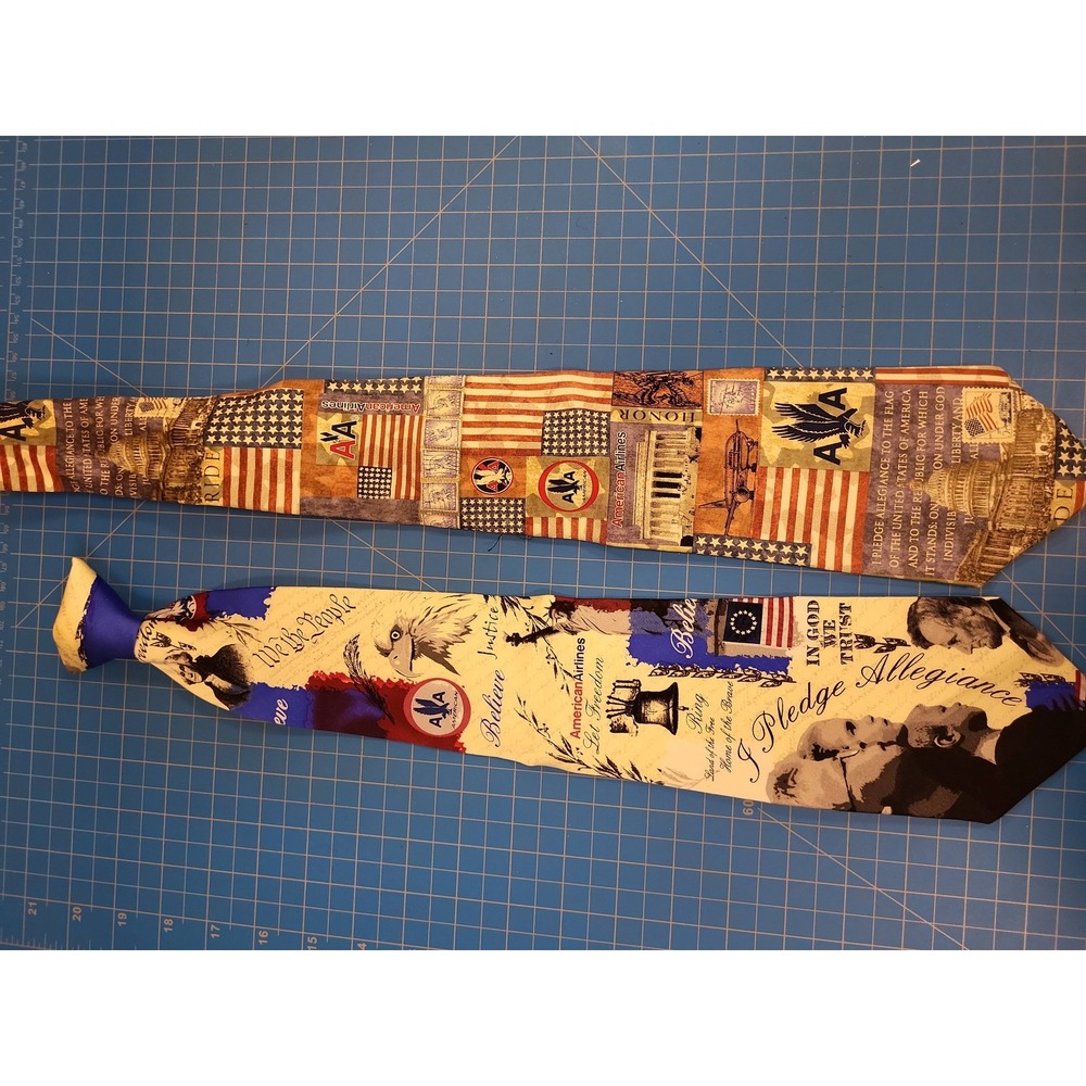 Eagles Wings Patriotic American Flag Silk Necktie Set 2pc‎ Mens Neck Tie